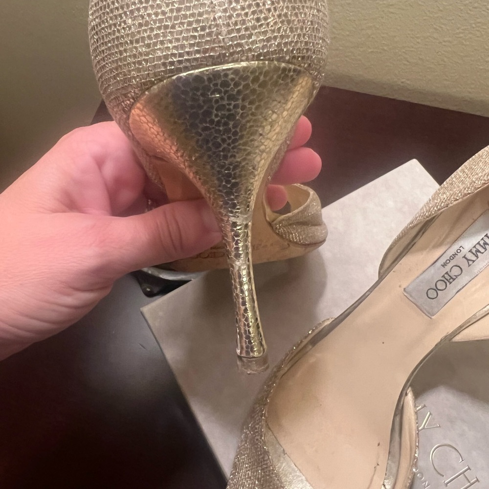 Jimmy Choo Gold Heels with box - Picture 9 of 12